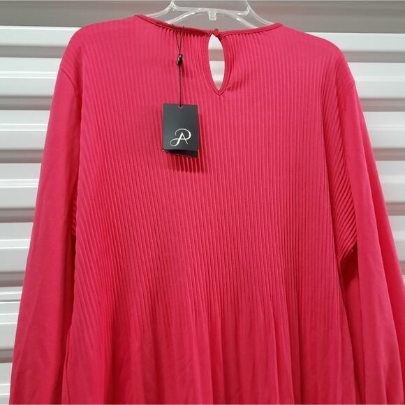 Adrianna Papell Blouse Womens Small Pink Long Sleeve Knit Trapeze Top Oversized - Picture 8 of 10